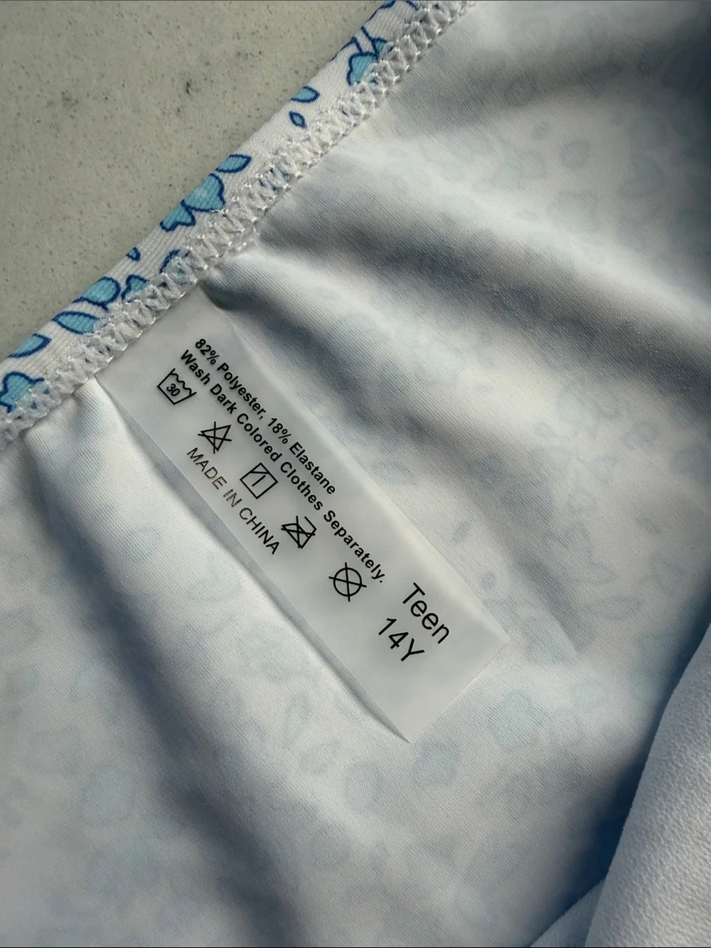 Girls size 14y Two-Piece Floral Bikini - Light Blue & White